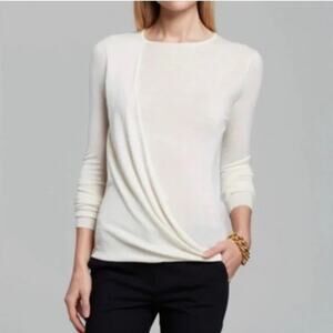 Theory NWT Sempra Twist Front Pullover Petite P Ivory White Fluidity Blouse
